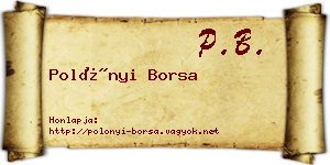 Polónyi Borsa névjegykártya